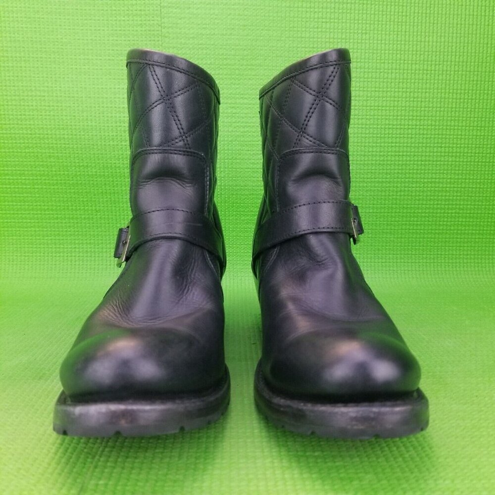 ✅Sonora Quilted Black Leather Ankle Moto/Biker Boots Women's 8B Heeled Back Zip - Picture 7 of 12